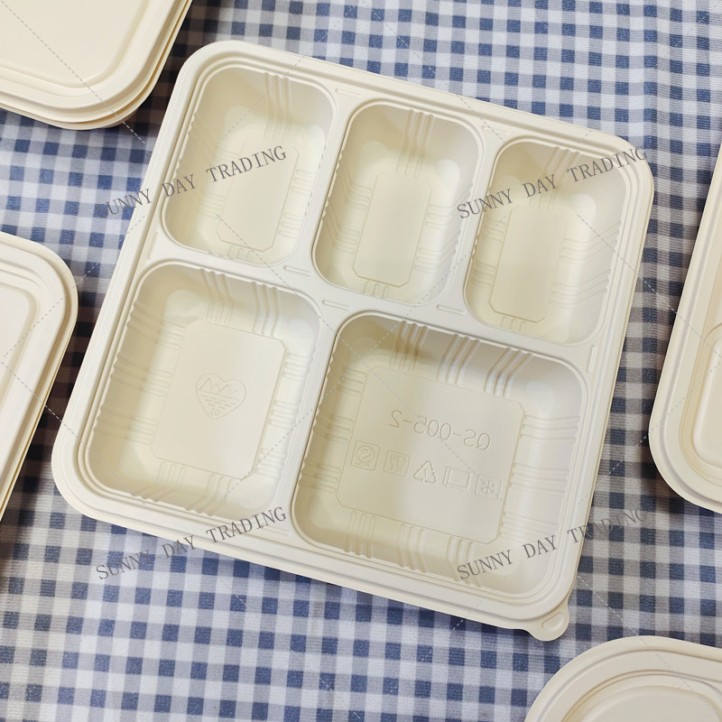 YYT Corn Starch Multi-Comp ( 2 / 3 / 4 / 5 / 6 / 8 ) Lunch Tray With Lid  800 / 1000 / 1100 / 1200 / 1500 / 1700 ml 玉米淀粉带盖多格餐盘